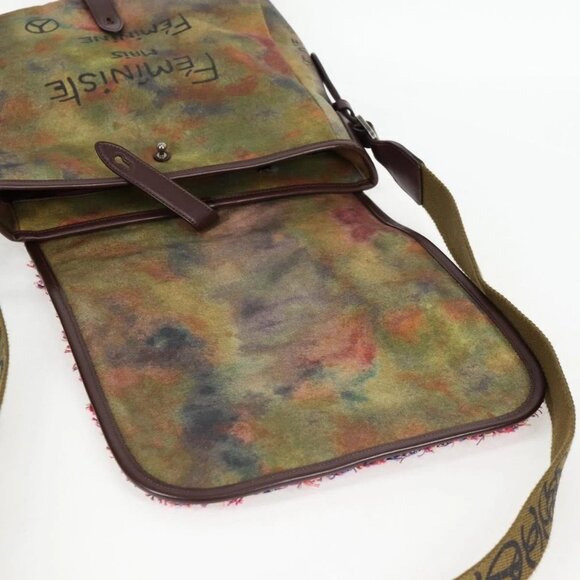 CHANEL Embroidery Graffiti Shoulder Bag Canvas Leather Khaki - Picture 11 of 16